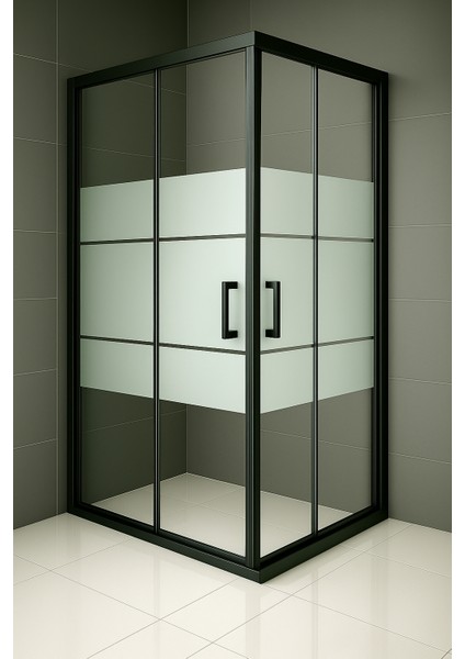 Duşakabin Kare Siyah Kumlama Box Desen 5mm Yükseklik 190cm