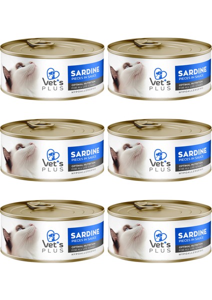 Optimal Nutrition Sardalya Balıklı Tahılsız Kedi Konservesi 85GR (6 Adet)