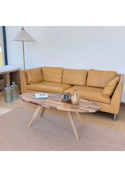 Surf Masif Ceviz Ahşap Orta Sehpa - Oval Formlu fiyatları