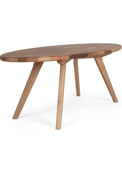 Surf Masif Ceviz Ahşap Orta Sehpa - Oval Formlu fırsatları