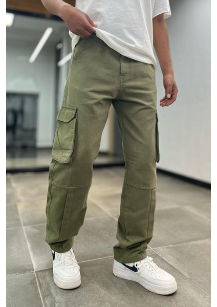 Erkek Haki Baggy Kargo Pantolon modelleri