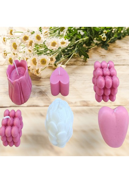 Doğal Yapım Kokulu 6 Lı Set Dekoratif Mum