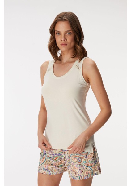 Kadın Kalın Askılı Şort Pijama Takım