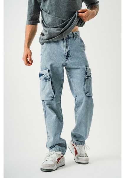 Mavi Bol Kargo Pantolon Baggy