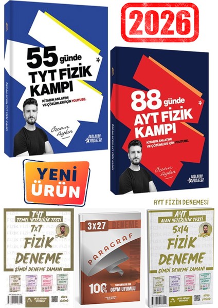 Parlayan Proje 55 Günde Tyt 88 Günde Ayt Fizik Kampı + Ders Ortamı Tyt Ayt Fizik Paragraf Deneme 5l modelleri