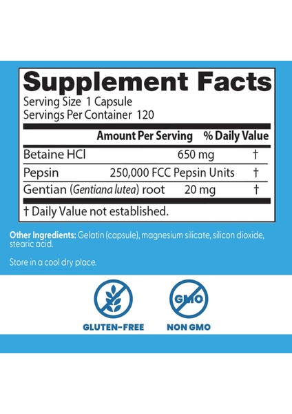 Betain E Hcl Pepsin & Gentian Bitters Supports Digestive Efficiency Supports The Stomach's fırsatları