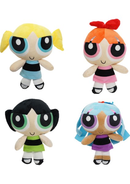 25CM Powerpuff Girls Anime Peluş Oyuncak Karikatür Kapmak Çiçek Kacık Kaık Kumaş Bebek 4 Adet (Yurt Dışından)