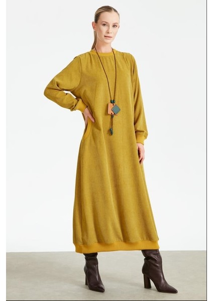 1679 Fitilli Dokuma Kadife Elbise Qks Elbise 1679 #23-12#