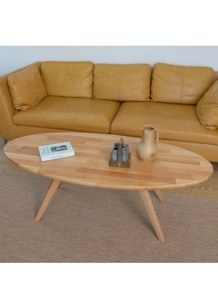 Surf Masif Kayın Ahşap Orta Sehpa - Oval Formlu fiyatları