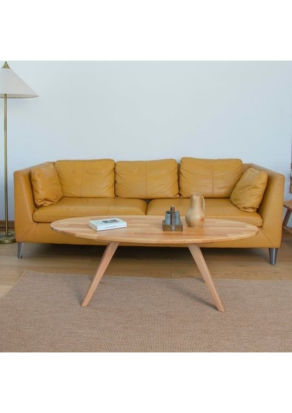 Surf Masif Kayın Ahşap Orta Sehpa - Oval Formlu modelleri