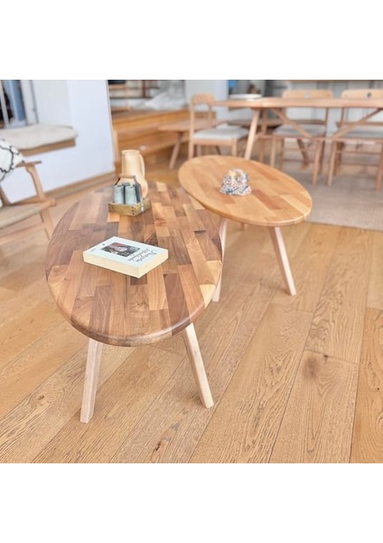 Surf Masif Kayın Ahşap Orta Sehpa - Oval Formlu fırsatları