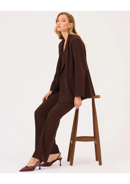 10003 Önü Çift Düğmeli Cep Görünümlü Kravuze Yaka Günlük Ceket fiyatları