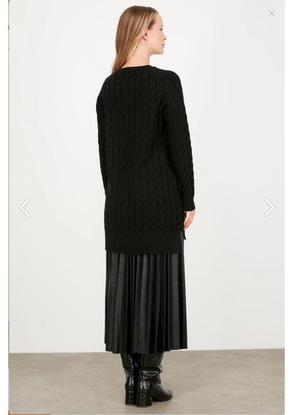 21474 Saç Örgü Detaylı Basic Triko Tunik Qks Tunik 21474 #23-123 modelleri