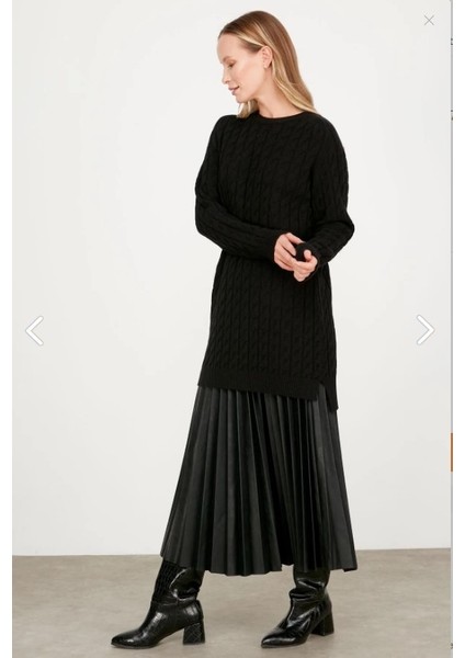 21474 Saç Örgü Detaylı Basic Triko Tunik Qks Tunik 21474 #23-123 fırsatları