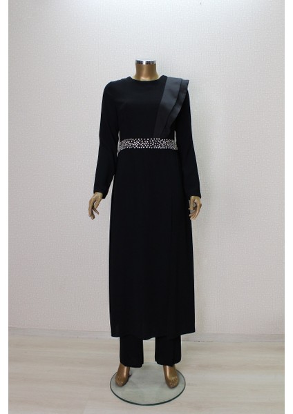 2747 Beli Taşlı Omzu Kalın Pileli Takım Qys Takım #24-02#