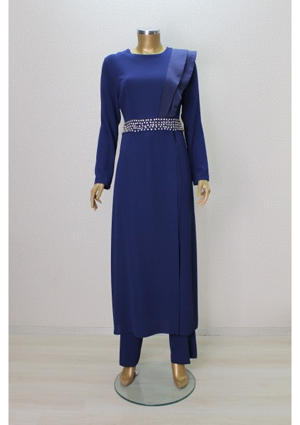 2747 Beli Taşlı Omzu Kalın Pileli Takım Qys Takım #24-02#