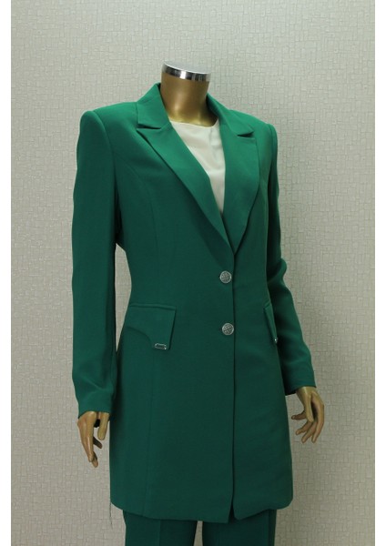 7032 Ceket Önden Çüft Düğmeli Iç Bluz Sıfır Koluu Pantolonun Blei Yarım Lastikli 3 Lü Takım Qys Takım #24-033 modelleri