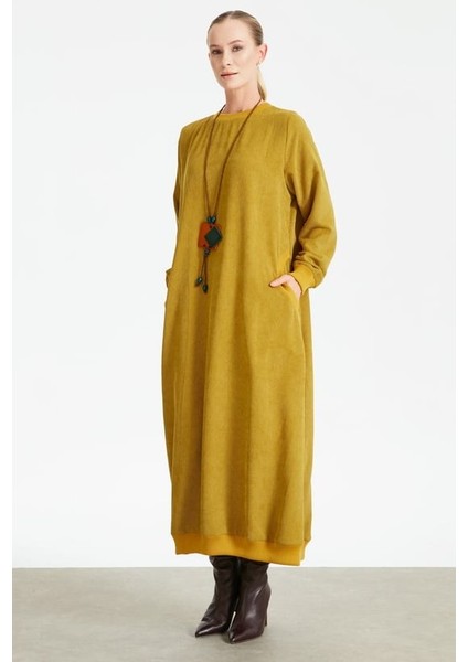 1679 Fitilli Dokuma Kadife Elbise Qks Elbise 1679 #23-12# modelleri