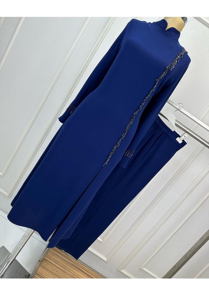 2801 Önü Yırtmaçlı Kol Ucu ve Önü Boncuklu Şık Takım Qys Takım 2801 #24-02#