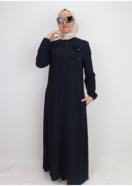 4009 Göğsü Broş Detaylı Kol Ucu Lastikli Sıfır Yaka Ferace Qys 4009 #23-01# fırsatları