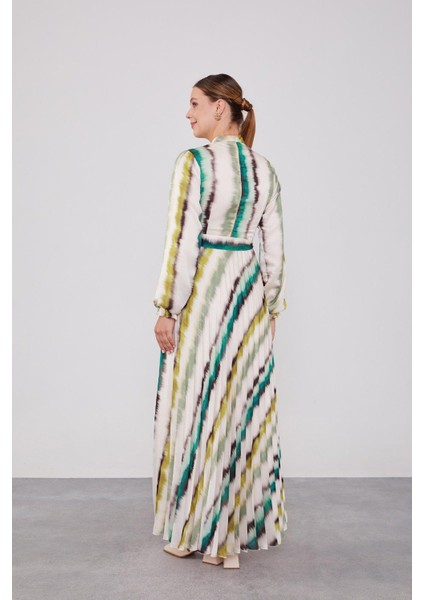 330212 Yoryo Saten Piliseli Kuşaklı Saten Elbise Qys Elbise #24-07# fiyatları