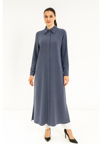 1552 Önden Gizli Düğmeli Gömlek Yaka A Kesim Tunik Kap #05-25#