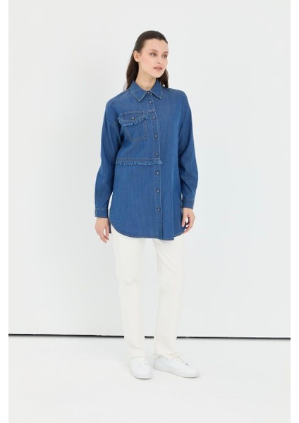 10211 Önden Düğmeli Cep Detaylı Spor Tansel Gömlek #06-25#