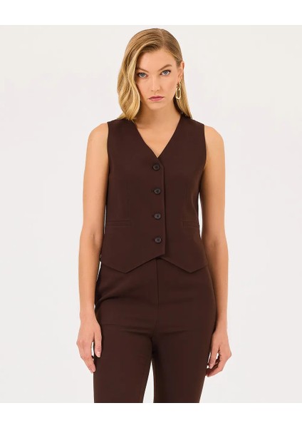 10004 Önü Düğmeli Cep Görünümlü Astarlı Şık Günlük Ceket