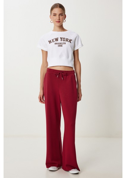 Geniş Paça Modal Eşofman Altı LUB0070 Vişne fiyatları