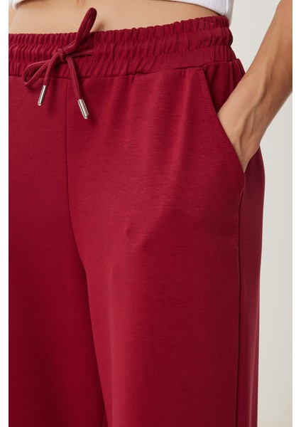 Geniş Paça Modal Eşofman Altı LUB0070 Vişne modelleri