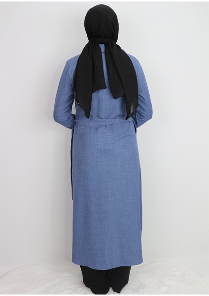 1633 Tunik Önden Düğmeli Beli Bağlamalı Cebi Taşlı Tunik Qys Tunik #247-03#