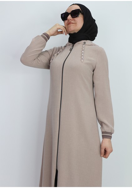 2130 Kapişonlu Kol Ucu Lastikli Önü Fermuarlı Yanları Lastik Detaylı Kapişonu Zincirli Giy-Çık Kap #02-25# modelleri