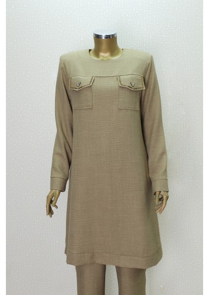 1603 Takım Önü Cep Kapak Detaylı Üçgen Işlemeli Ikil Takım Qys Takım #24-03# fiyatları