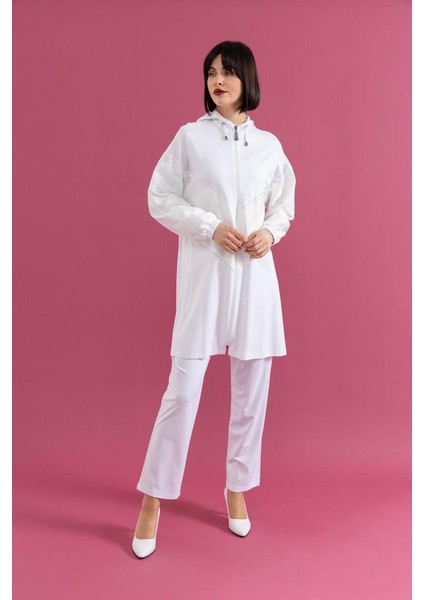 25109 Önü Fermuarlı Kapişonlu Önü Çiçek Detaylı Önü Taşlı Pantolonun Beli Lastikli Ikili Spor Takım #02-25#