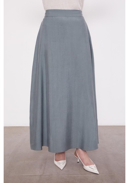 100767 Önü Fermuarlı Yarıya Kadar Çıtçıt Detaylı Gömlek Yaka Kolları Manşetli Eteğin Beli Lastikli Etekli Takım indirimleri