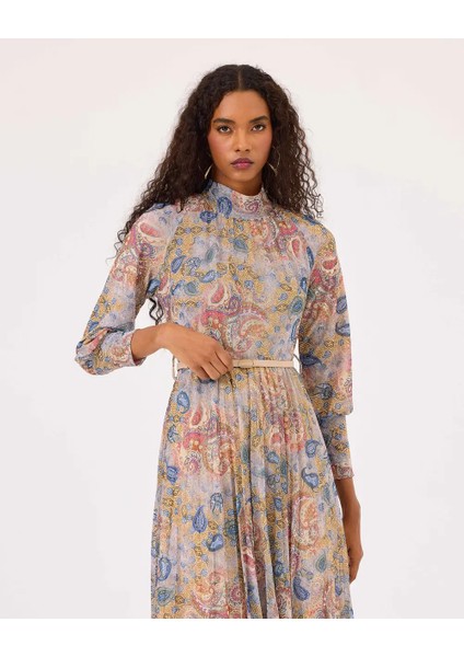 10009 Beli Kemerli Şık Elbise Qks