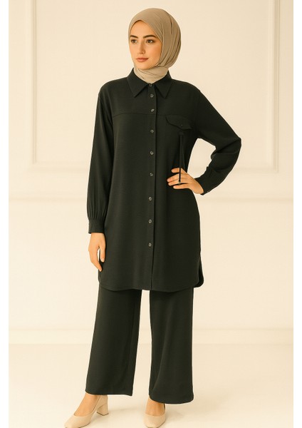 56132 Önden Düğmeli Cep Detaylı Aerobin Takım #04-25#