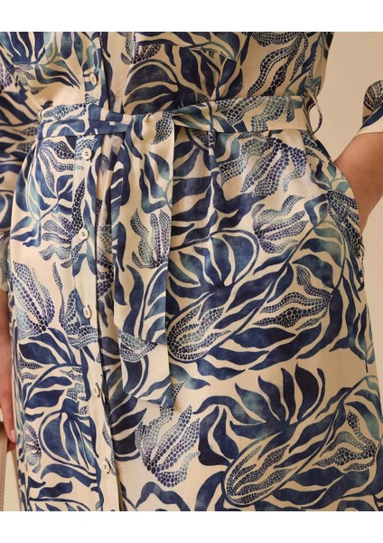 4007 Önden Düğmeli Göğüs Cep Kapakçıkları Taş Detaylı Yanları Yırtmaçlı Desenli Tunik 10002511314007 #06-25# modelleri