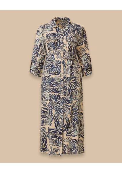 4007 Önden Düğmeli Göğüs Cep Kapakçıkları Taş Detaylı Yanları Yırtmaçlı Desenli Tunik 10002511314007 #06-25# fırsatları