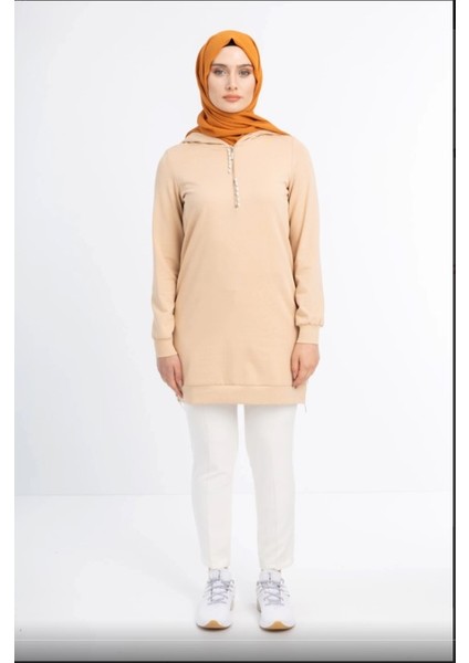 6033 Fermuarlı Kapüşonlu Yandan Taş ve Fermuar Detaylı Iki Iplik Sweat Qys Sweat 6033 #23-05# modelleri