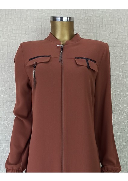 4004 Cep Kapaklı Kollaır Şerit Detaylı Hakim Yaka Yaka Ferace Qys 4004 Ferace #23-01#