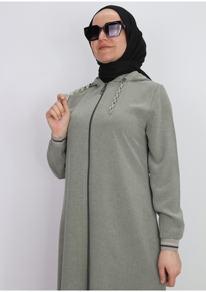 2130 Kapişonlu Kol Ucu Lastikli Önü Fermuarlı Yanları Lastik Detaylı Kapişonu Zincirli Giy-Çık Kap #02-25# modelleri