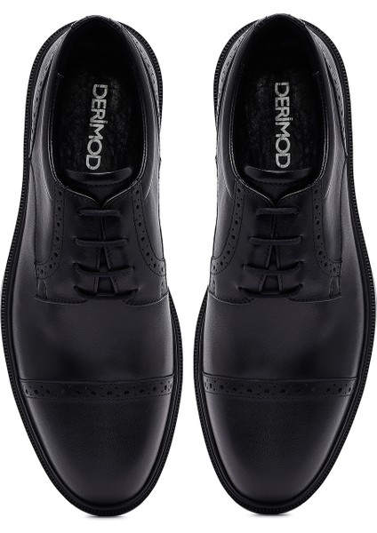 Erkek Siyah Bağcıklı Deri Casual Ayakkabı 25WFD710418