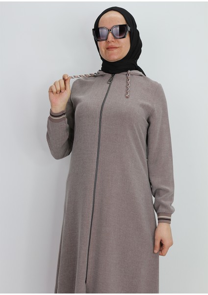 2130 Kapişonlu Kol Ucu Lastikli Önü Fermuarlı Yanları Lastik Detaylı Kapişonu Zincirli Giy-Çık Kap #02-25# modelleri