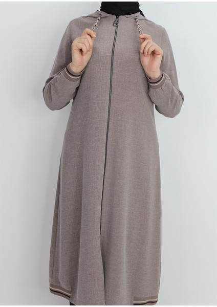 2130 Kapişonlu Kol Ucu Lastikli Önü Fermuarlı Yanları Lastik Detaylı Kapişonu Zincirli Giy-Çık Kap #02-25# fırsatları