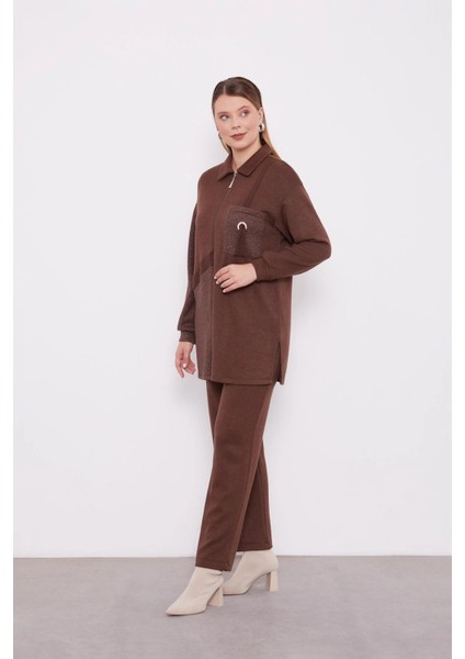 100579 Cebi Kuşgözlü Önü Fermuarlı Kaşmir Triko Ikili Takım #01-25#