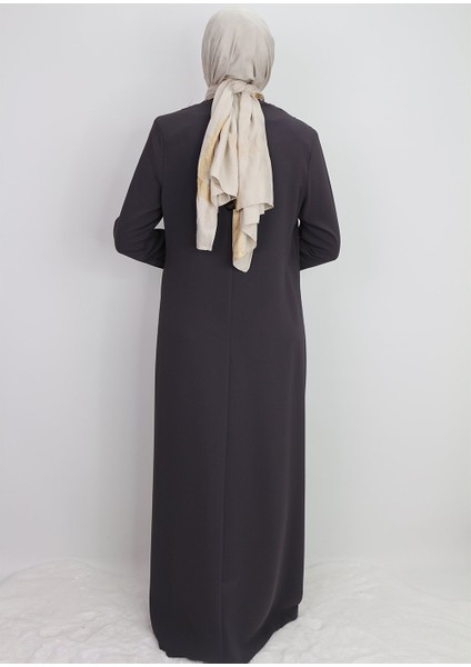 5040 Ferace Önden Fermuarlı Önü ve Yanları Taş Işlemeli Özen Gün Ferace Qys Ferace #24-053 modelleri