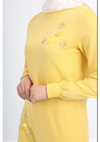 1503 Göğüs ve Bel Taş Işlemeli ve Boncuk Detaylı 2 Iplik Sweat Qys Sweat 1503 #23-05# indirimleri