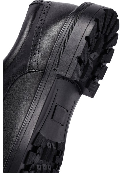 Erkek Siyah Bağcıklı Deri Casual Ayakkabı 25WFD710418