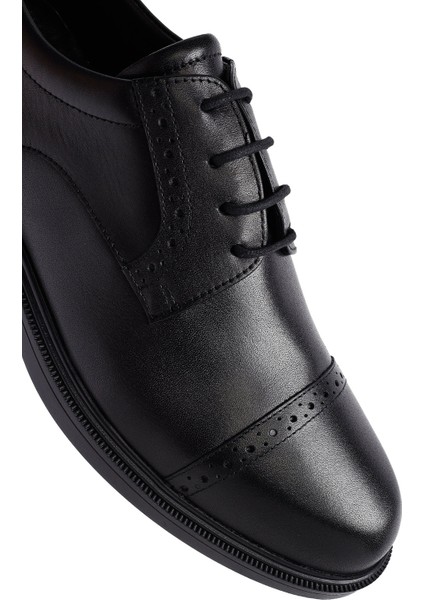 Erkek Siyah Bağcıklı Deri Casual Ayakkabı 25WFD710418